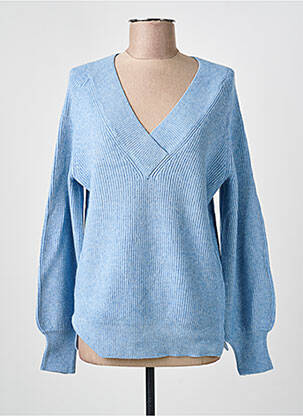 Pull tissage chiné manches longues bleu MARINA V femme