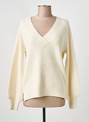 Pull coupe cintrée manches longues beige MARINA V femme