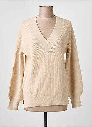 Pull tissage chiné manches longues beige MARINA V femme