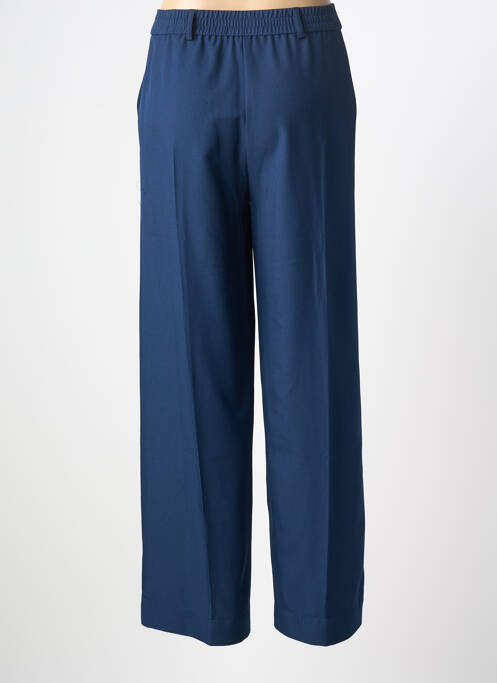 Pantalon droit fermeture zippée sous rabat boutonné bleu ANGE femme