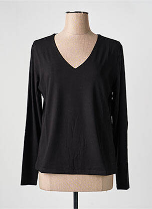 T-shirt col v manches longues noir MARINA V femme