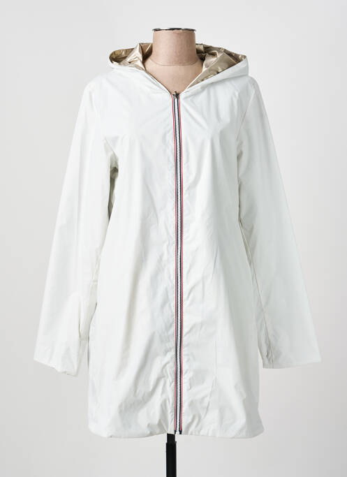 Imperméable fermeture zippée sur le devant a capuche blanc LAURA JO femme