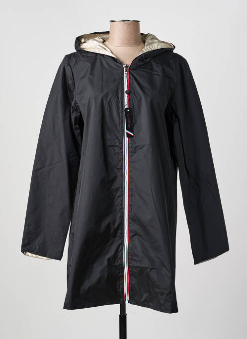 Imperméable fermeture zippée sur le devant a capuche noir LAURA JO femme