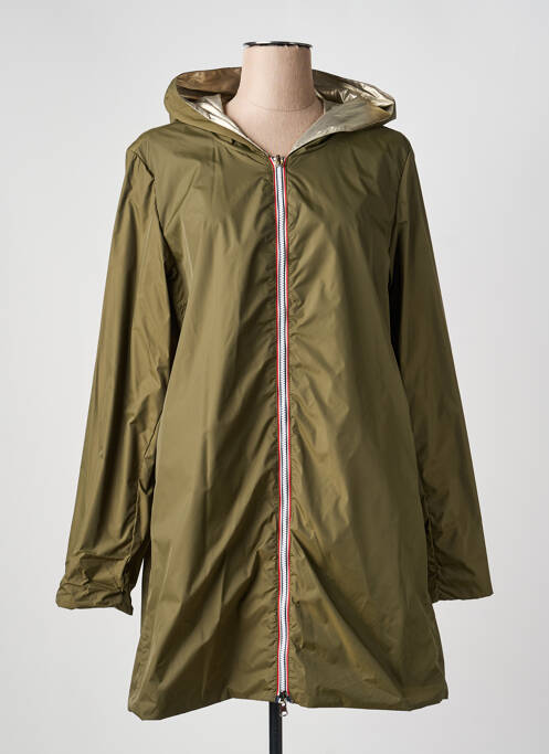 Imperméable fermeture zippée sur le devant a capuche vert LAURA JO femme