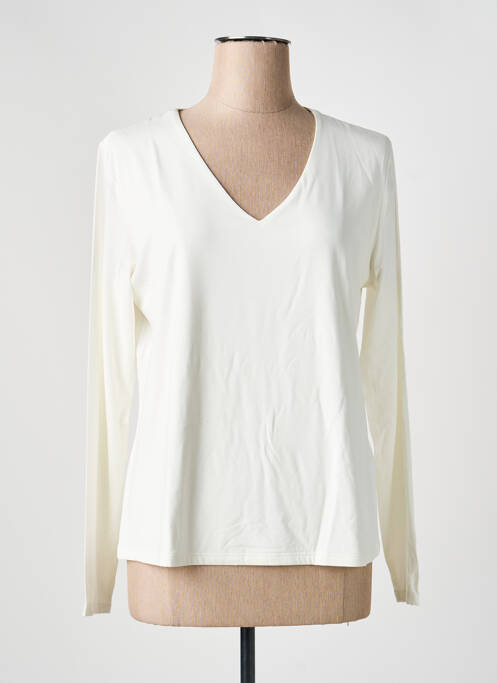T-shirt col v manches longues blanc MARINA V femme