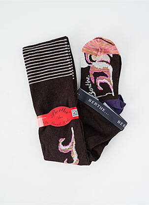 Collants imprimé fantaisie marron BERTHE AUX GRANDS PIEDS femme