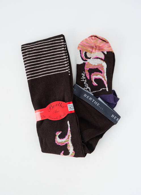 Collants imprimé fantaisie marron BERTHE AUX GRANDS PIEDS femme