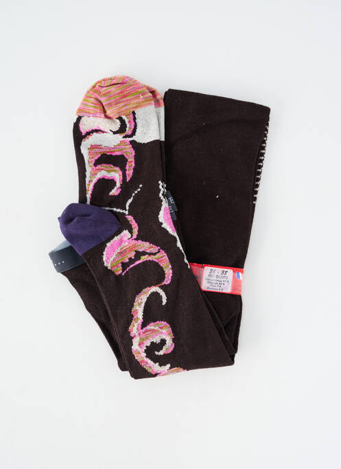 Collants imprimé fantaisie marron BERTHE AUX GRANDS PIEDS femme