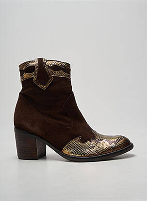 Bottines/boots tissage satiné talon de 7 à 9cm marron LITTLE ...LA SUITE femme