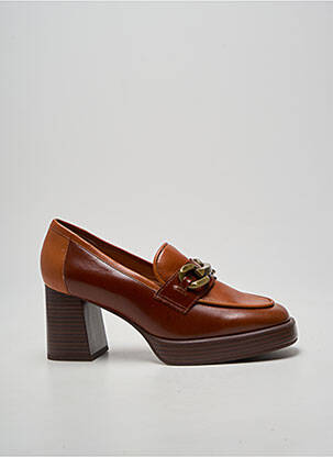 Mocassins tissage satiné talon de 4 à 6cm marron MAM'ZELLE femme
