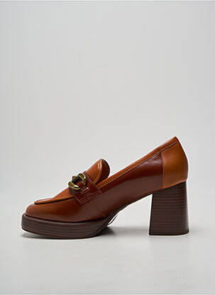Mocassins tissage satiné talon de 4 à 6cm marron MAM'ZELLE femme