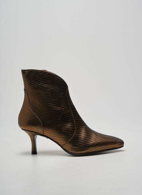 Bottines/boots tissage satiné talon de 7 à 9cm marron DANSI femme