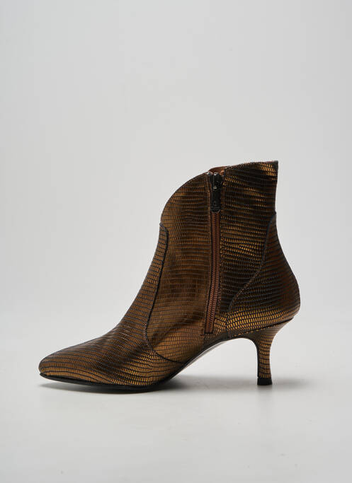 Bottines/boots tissage satiné talon de 7 à 9cm marron DANSI femme