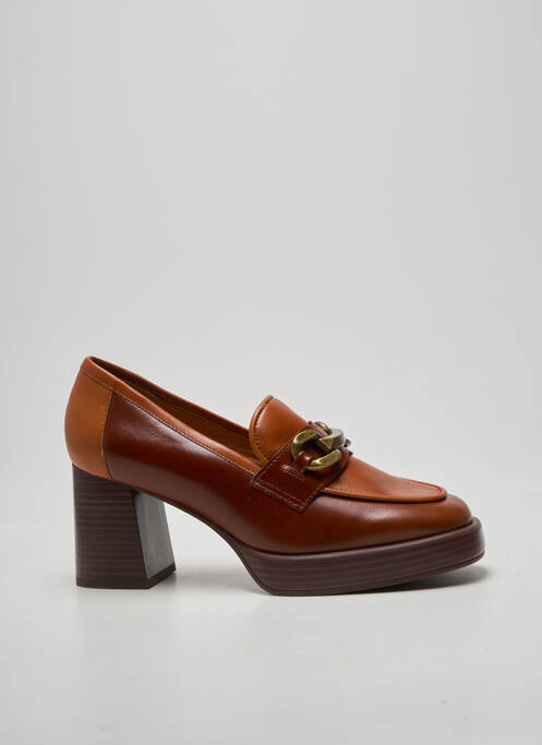 Mocassins tissage satiné talon de 4 à 6cm marron MAM'ZELLE femme
