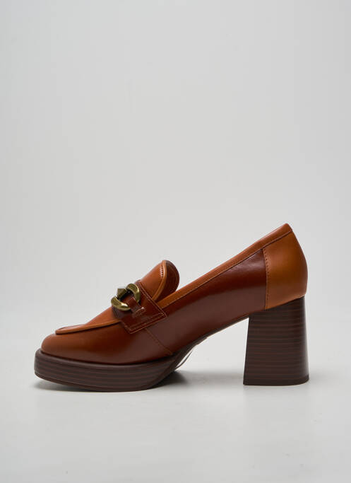 Mocassins tissage satiné talon de 4 à 6cm marron MAM'ZELLE femme