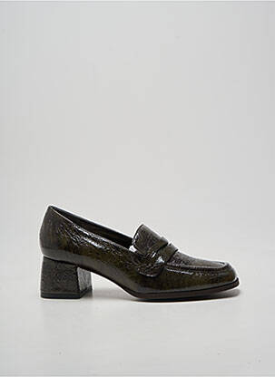 Mocassins tissage satiné talon de 4 à 6cm vert REQINS femme