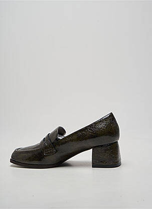 Mocassins tissage satiné talon de 4 à 6cm vert REQINS femme