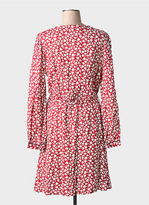 Robe mi-longue imprimé fantaisie manches longues rouge C'EST BEAU LA VIE femme