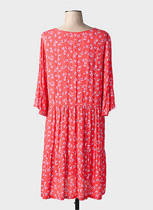 Robe mi-longue imprimé fantaisie manches courtes rouge SENORETTA femme
