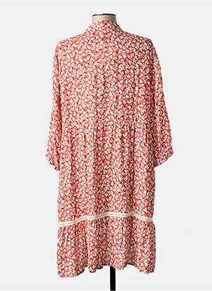 Robe mi-longue imprimé fleurs manches 3/4 rouge PAZ TORRAS femme