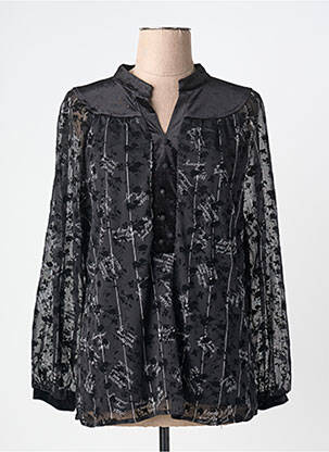 Blouse imprimé fantaisie manches longues noir S.QUISE femme