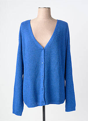 Gilet manches longues fermeture boutonnée sur le devant bleu C'EST BEAU LA VIE femme