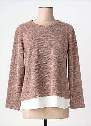 Pull col rond manches longues beige PLURIELLES femme