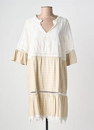 Robe mi-longue manches courtes manches courtes blanc SENORETTA femme