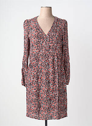 Robe mi-longue imprimé fantaisie manches longues noir C'EST BEAU LA VIE femme