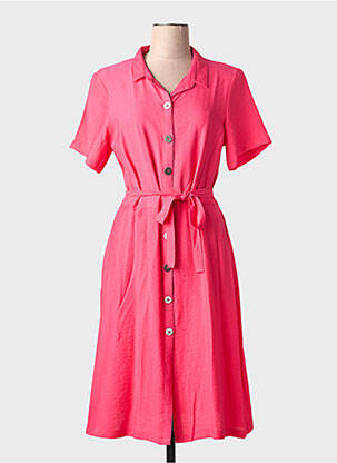 Robe mi-longue manches courtes manches courtes rose GRIFFON femme