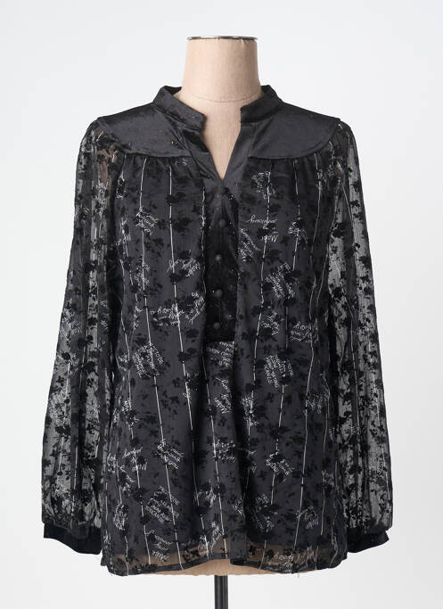 Blouse imprimé fantaisie manches longues noir S.QUISE femme