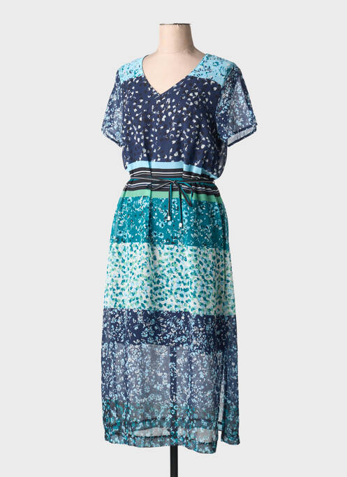 Robe longue imprimé fantaisie manches courtes bleu GRIFFON femme