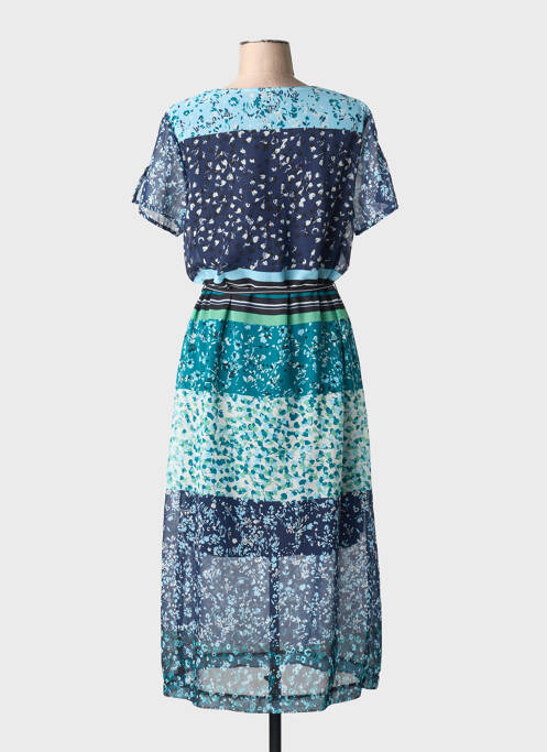Robe longue imprimé fantaisie manches courtes bleu GRIFFON femme