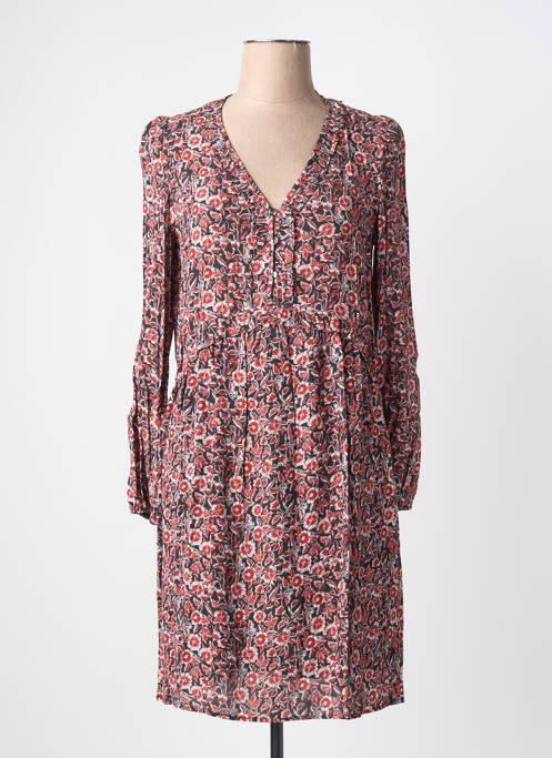 Robe mi-longue imprimé fantaisie manches longues noir C'EST BEAU LA VIE femme