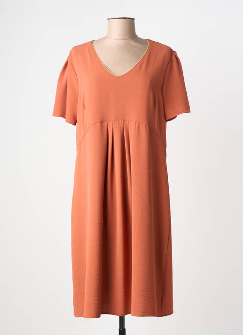 Robe mi-longue manches courtes manches courtes orange GRIFFON femme