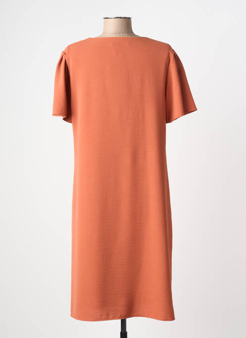 Robe mi-longue manches courtes manches courtes orange GRIFFON femme