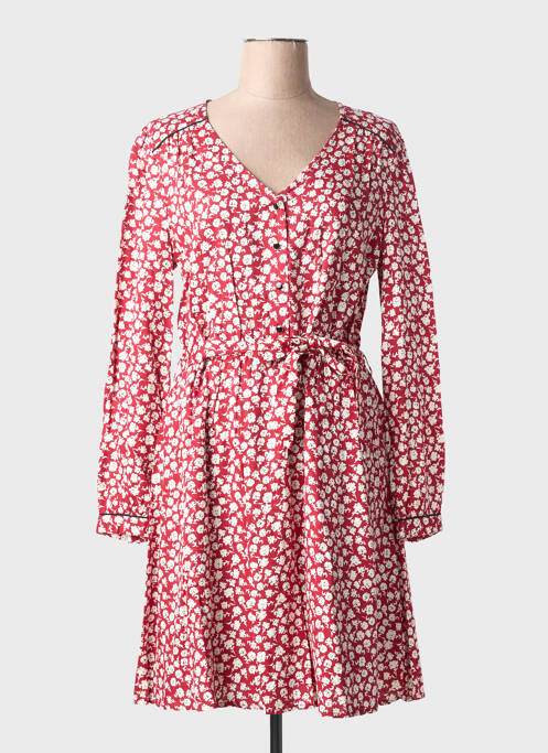 Robe mi-longue imprimé fantaisie manches longues rouge C'EST BEAU LA VIE femme