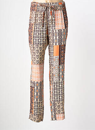 Pantalon droit tissage popeline taille normale marron GRIFFON femme