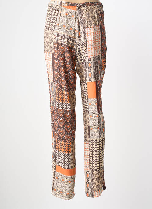 Pantalon droit tissage popeline taille normale marron GRIFFON femme