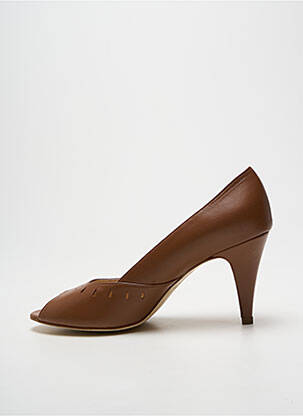 Escarpins tissage satiné talon de 7 à 9cm marron SCHMOOVE femme