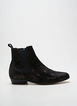 Bottines/boots tissage satiné talon plat jusqu'à 3cm noir SCHMOOVE femme