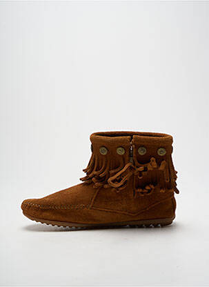 Bottines/boots bout rond talon plat jusqu'à 3cm marron MINNETONKA femme