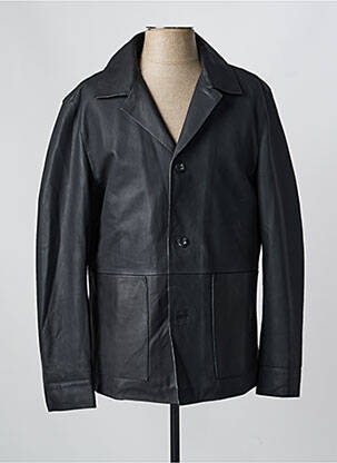 Veste en cuir poches noir MILESTONE homme