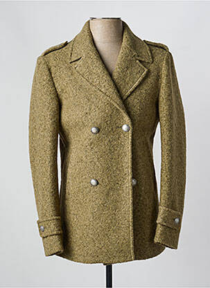 Manteau long tissage chiné sans capuche vert OVER/D homme