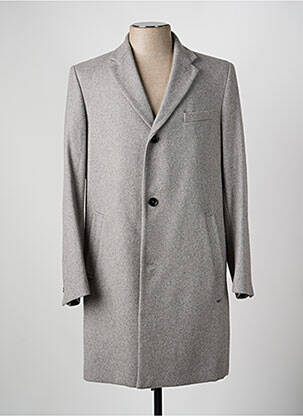Manteau long tissage chiné sans capuche gris HECHTER STUDIO homme