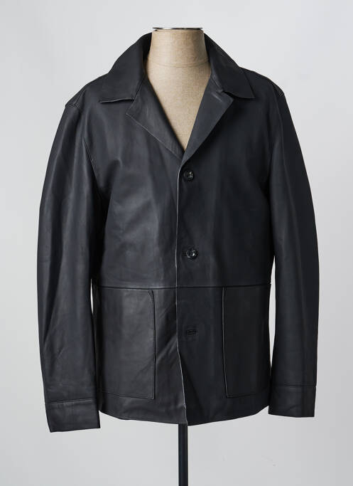 Veste en cuir coupe droite noir MILESTONE homme
