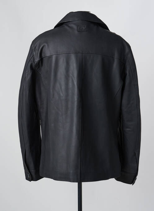 Veste en cuir coupe droite noir MILESTONE homme