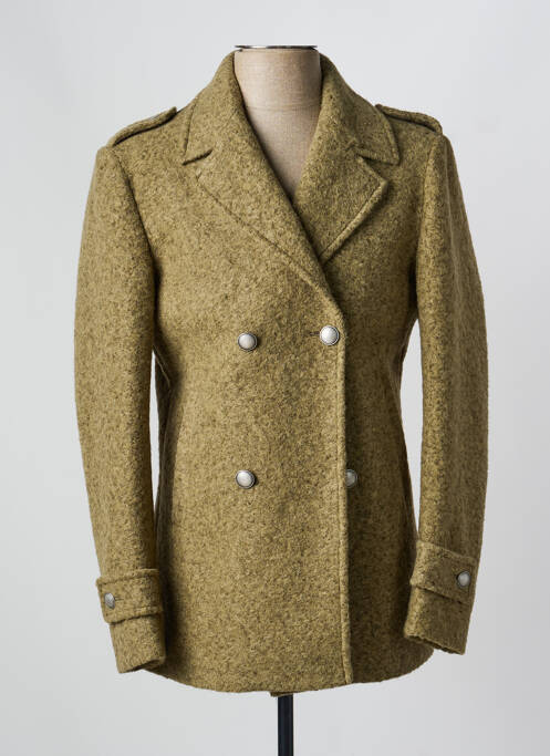 Manteau long tissage chiné sans capuche vert OVER/D homme