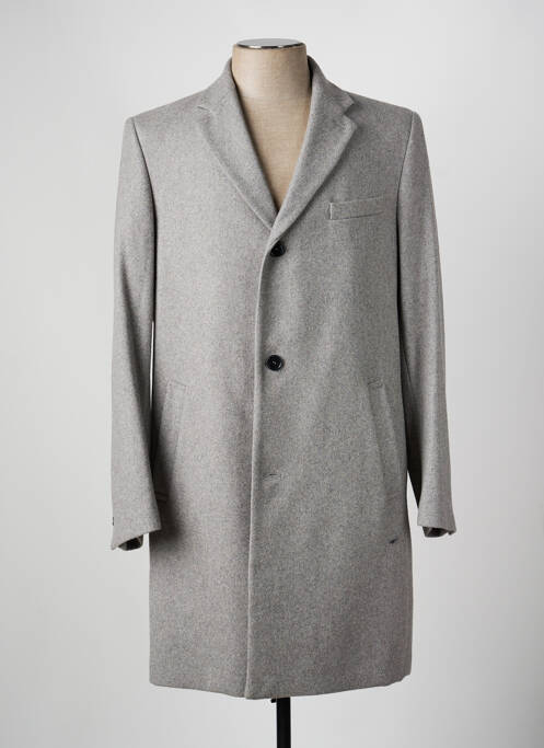 Manteau long tissage chiné sans capuche gris HECHTER STUDIO homme