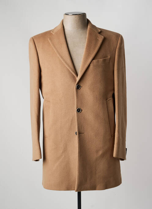 Manteau long tissage peau de pêche sans capuche beige WOOL AND CASHMERE homme